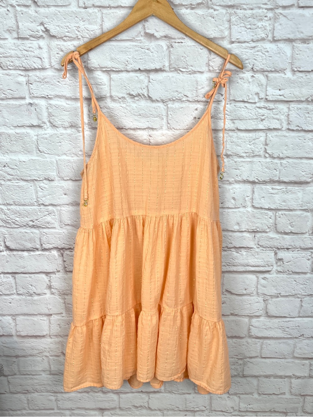 Aerie Magic Hour Peach Orange Guaze Tiered Overup Dress Size XL